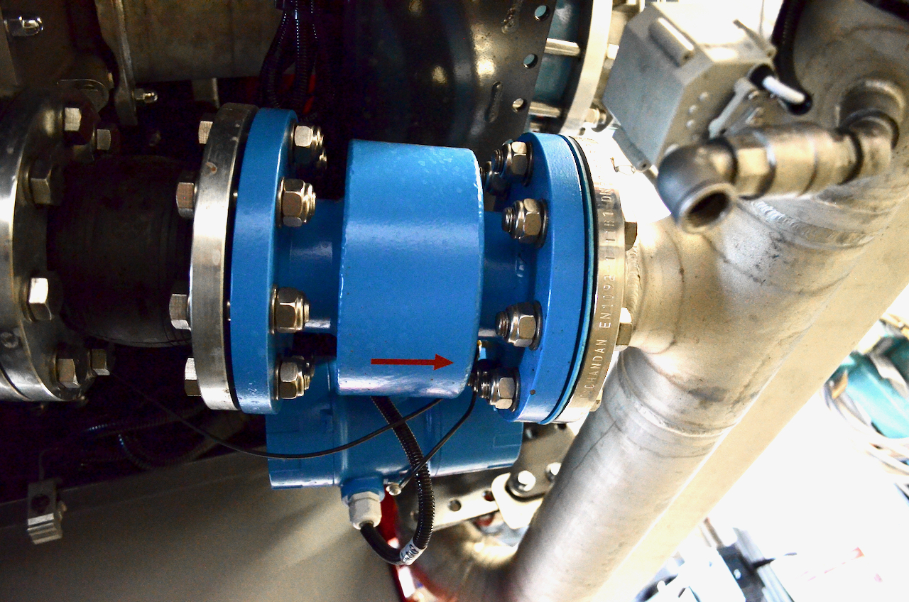 Photo: electromagnetic flow meter built into a fire engine vehicle.