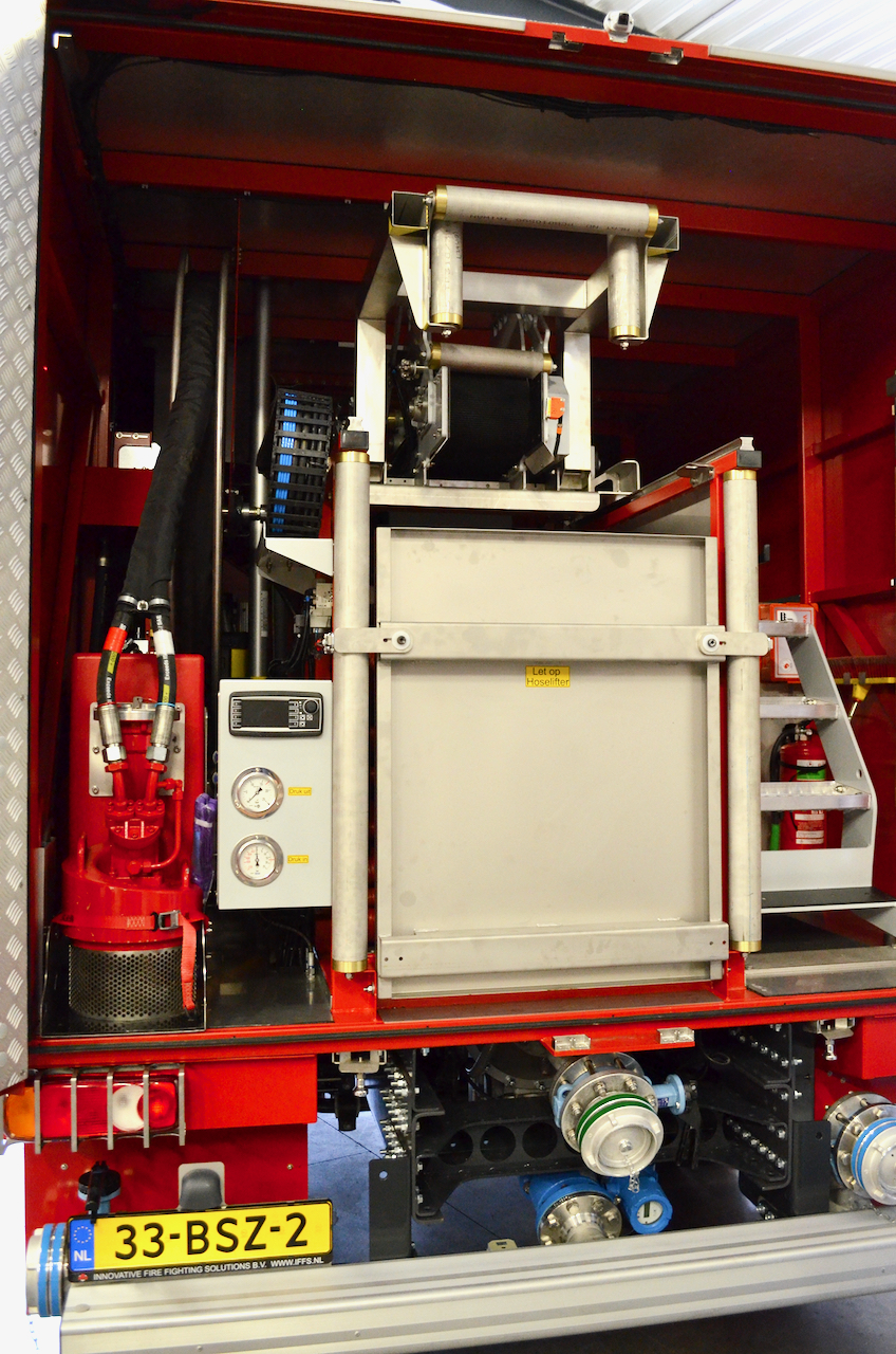 Fire truck where the electromagnetic flow meter is installed.