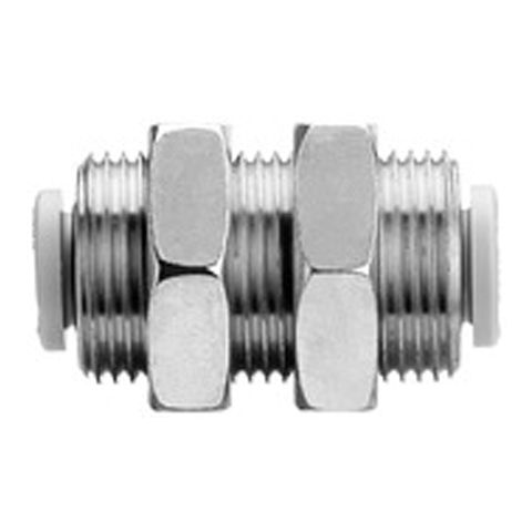 19014480 Panel Mount Connector - Push In Panel mount push in fittings are designed for easy mounting of connections through panels and plates.