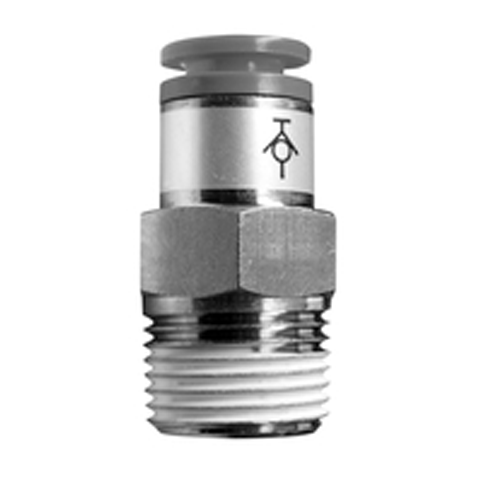 19060505 Straight Connector - With Check Valve Straight Push-in fittings are suitable to ensure a quick straight connection in a pneumatic system.