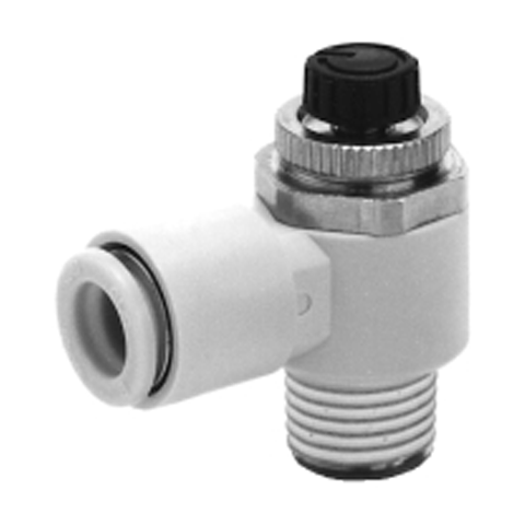 19060535 Swivelling Connector - Throttle Swivelling With Check Valve Push-in fittings with a Swivelling non-return valve  are suitable to ensure a quick 360 degree connection in a pneumatic system.