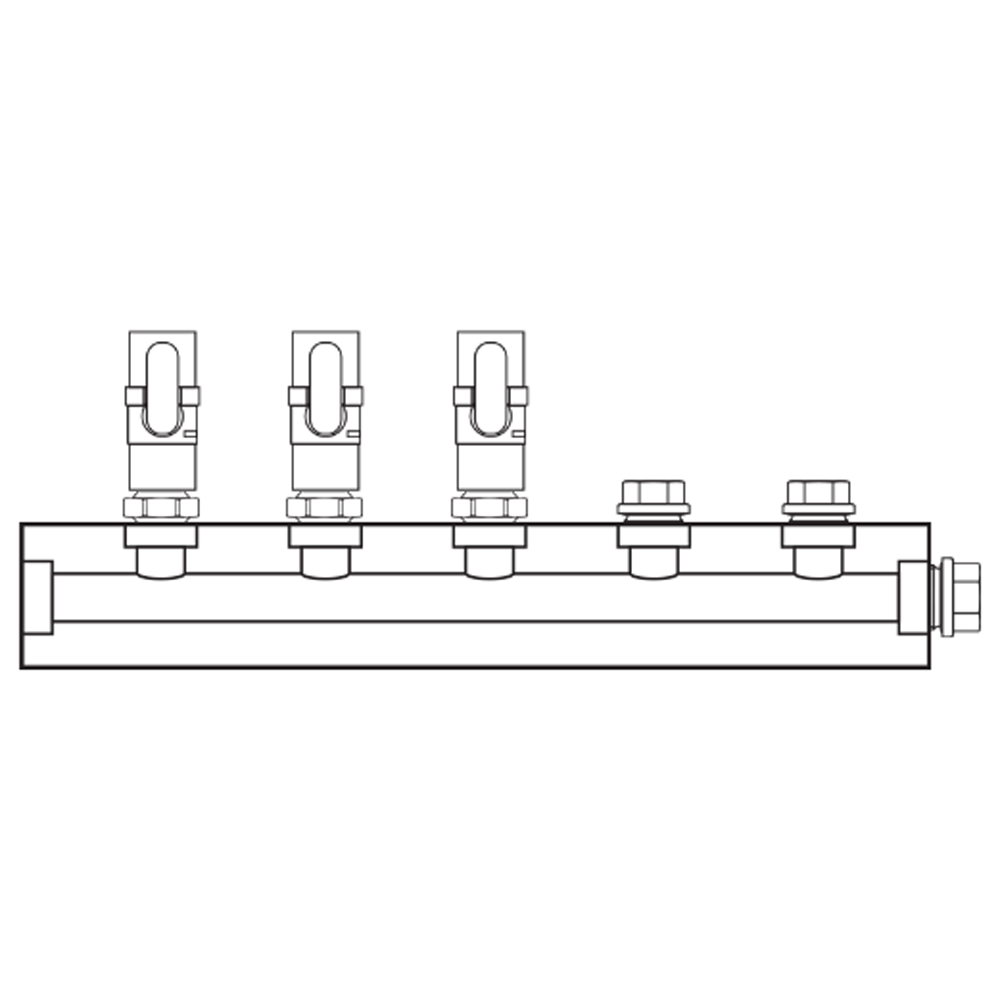 Manifold Brass Barstock BSP 03-fold   O:BV1/4 S:1/2 D:Plug