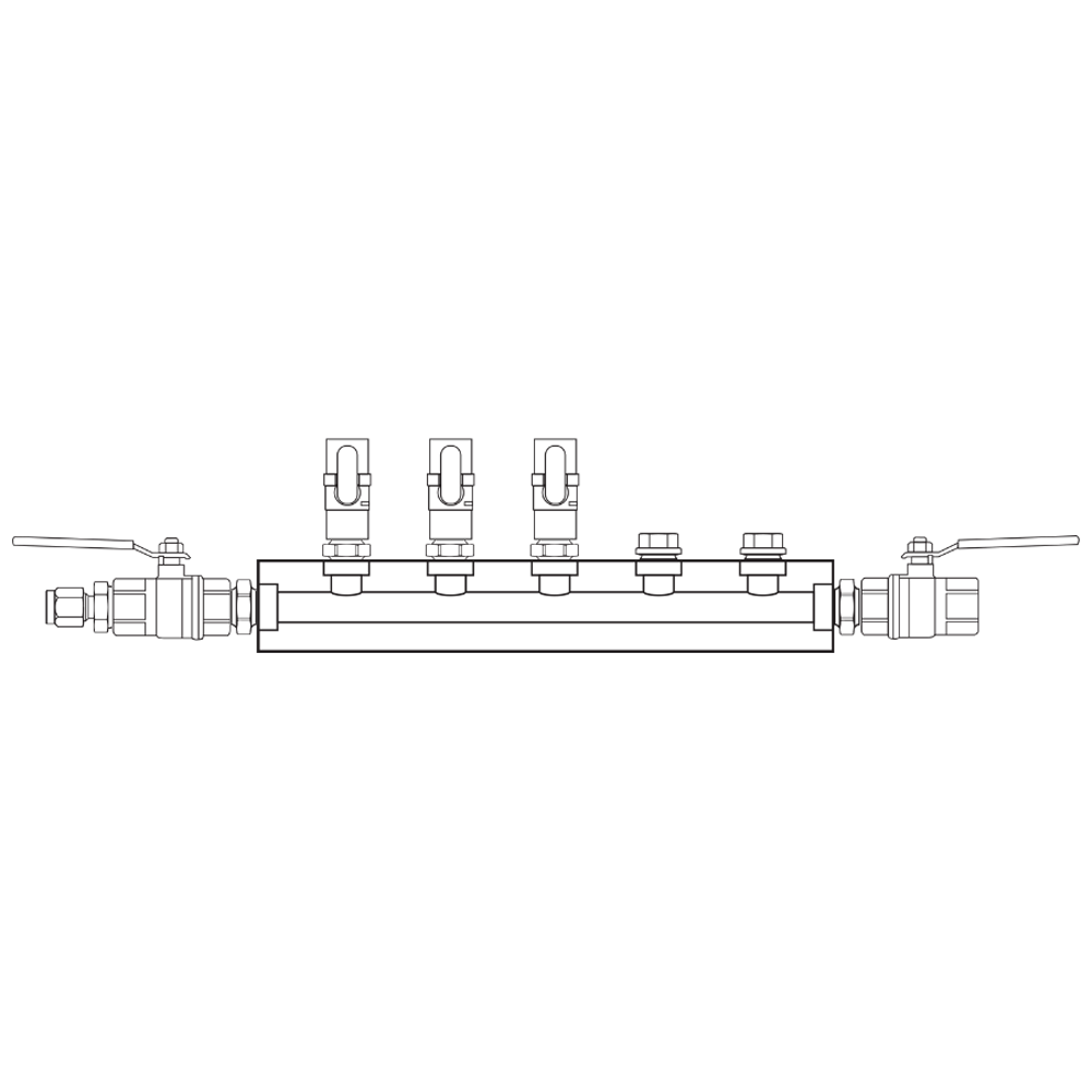 Manifold Brass Barstock BSP 03-fold   O:BV1/4 S:BV12mm D:BV1/2
