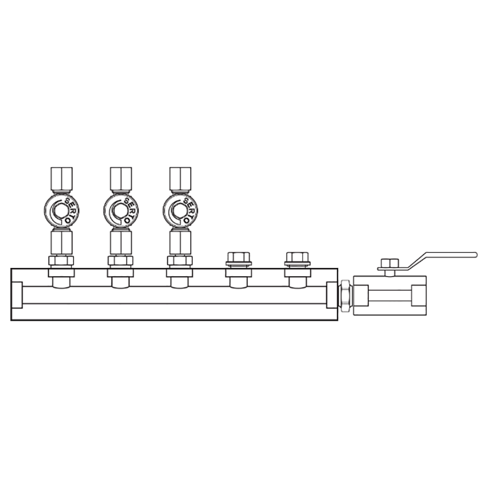 Manifold SS Barstock BSP 03-fold   O:NV6mm S:1/2 D:BV1/2