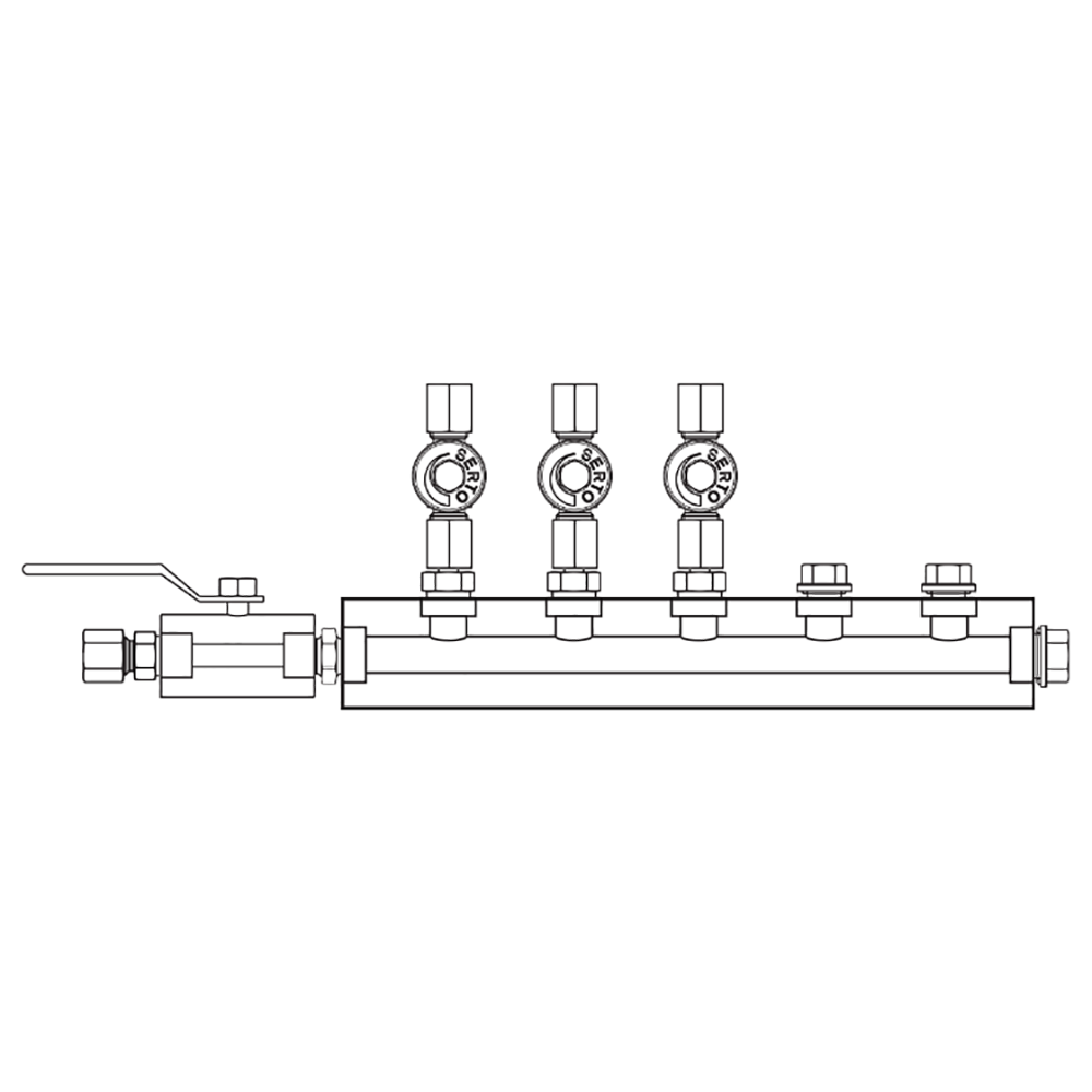 Manifold SS Barstock BSP 03-fold   O:NV6mm S:BV10mm D:Plug